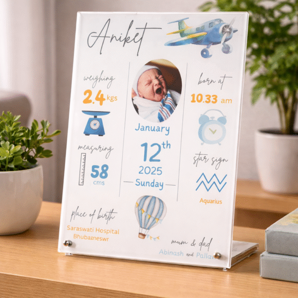 Baby Birth Details  on Acrylic Photo Frame 8X12 inch