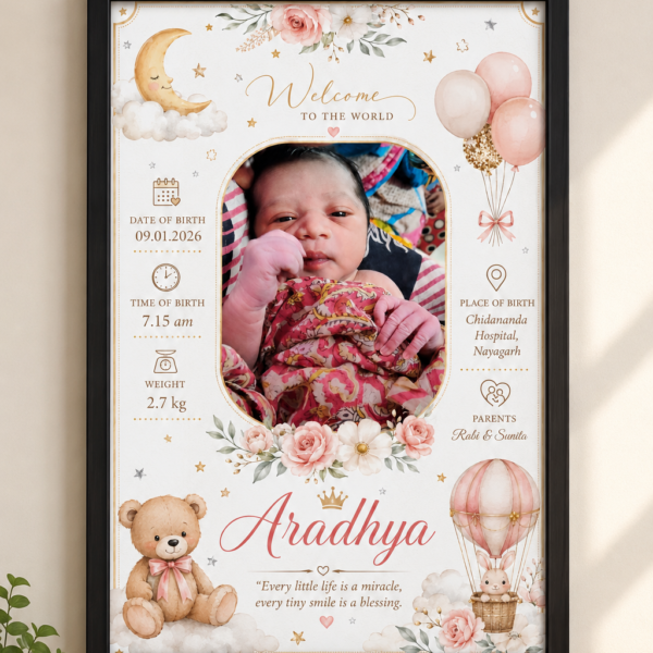 Premium Birth Details Photo Frame