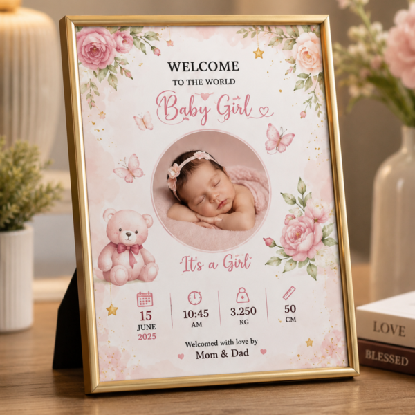 Premium Birth Details Photo Frame