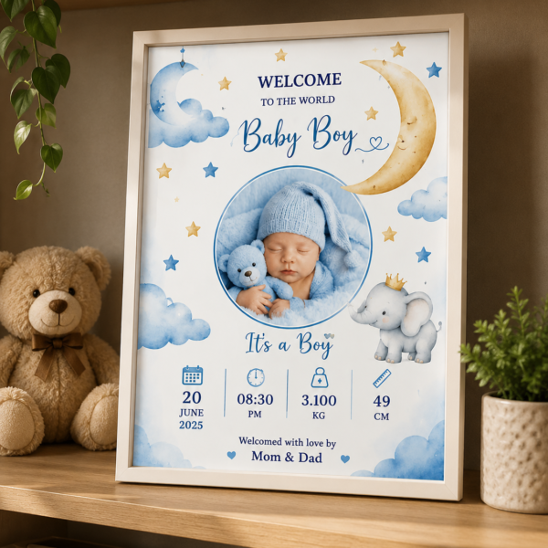 Premium Birth Details Photo Frame  8 X 12